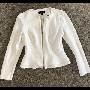 Cream zipper front peplum jacket
